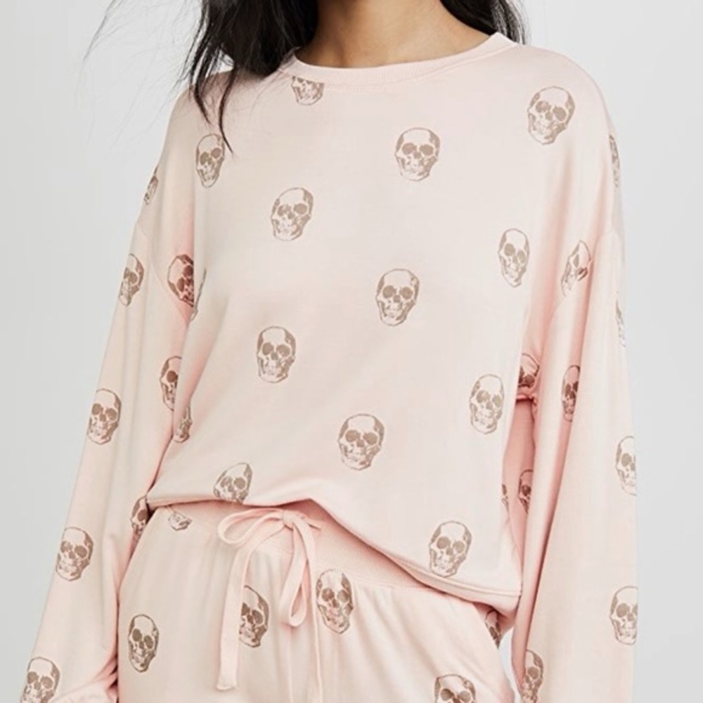 Z Supply Skull Patterned Cropped Sweatshirt